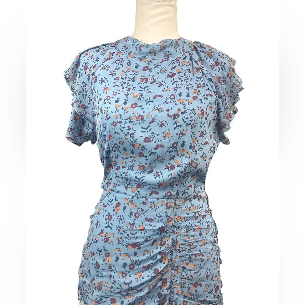 Cleobella Cecilia Blue Floral Chiffon Tiered Slit Midi Dress Lapis Block‎ Print - Picture 10 of 16